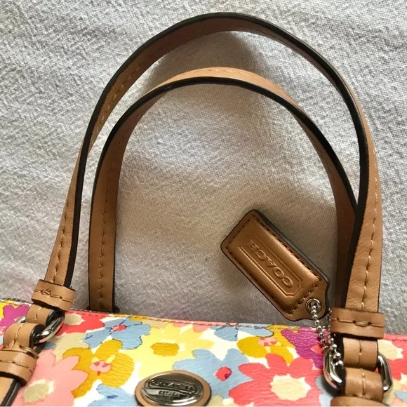 Coach Bennett Peyton Floral Mini Satchel Purse Bag Crossbody Multicolor Vintage - Picture 3 of 12